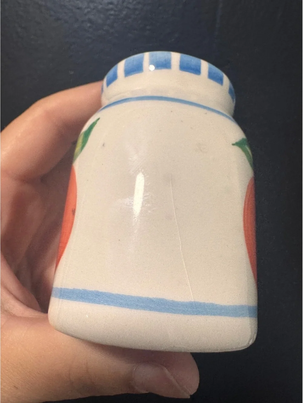 Hand-Painted Ceramic Napkin Holder and Salt & Pepper Shakers with Fruit Motif